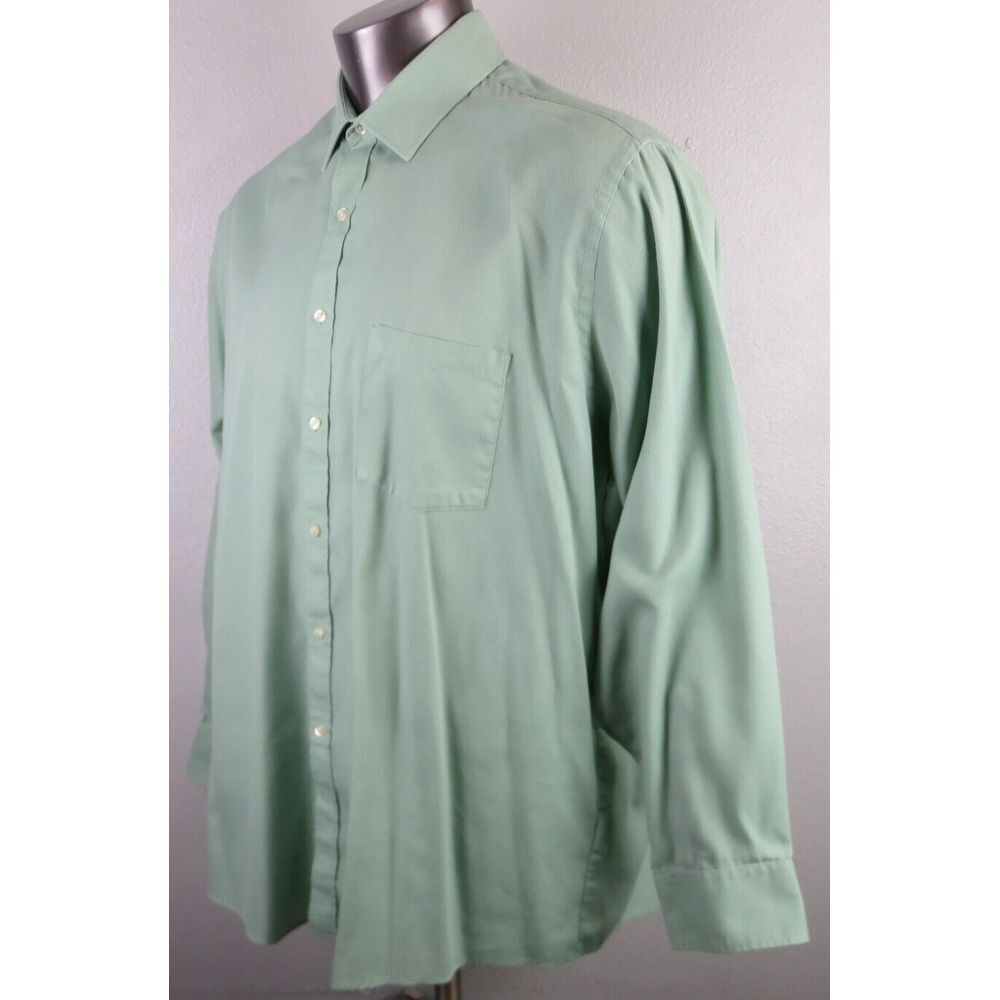 Vintage Van Heusen‎ Long Sleeve Button Front Shirt Size 18 34/35 Pin Cord Green - Picture 3 of 8